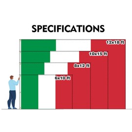 Italy Extra Large Flag 8x12FT Giant Italian National Polyester Flag With 3 Grommets For Patriotic Italian Themed Festival Events Party Decoration(IT, 8x12Ft)