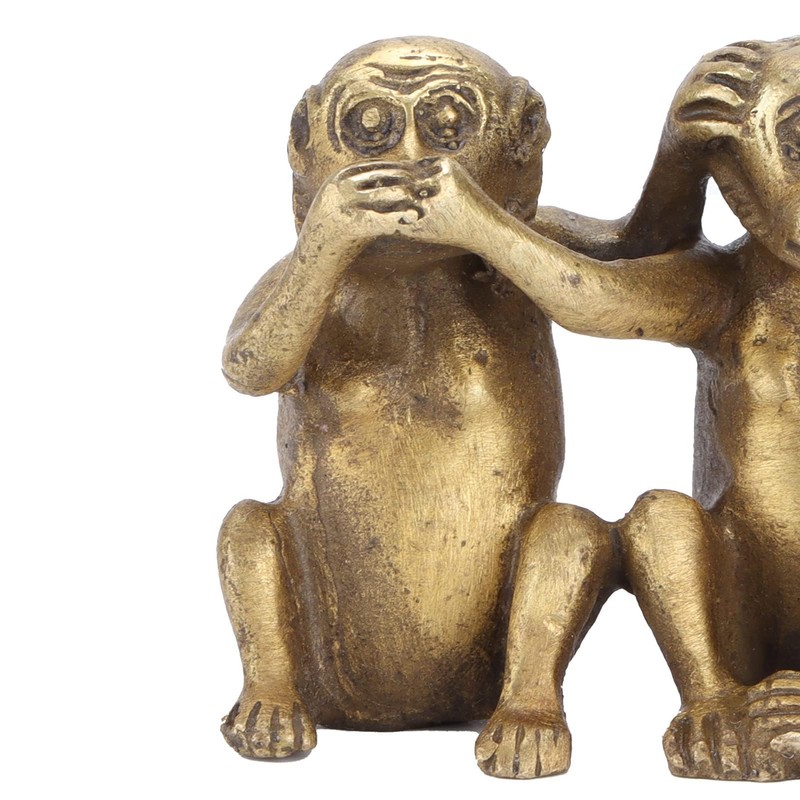 Wise Monkey Statue, Monkey Statue Figure, Golden Monkey Gift, 3