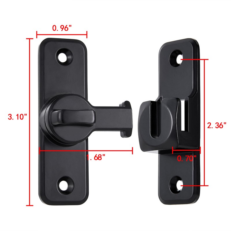 INIRET 3 Packs Black Enhanced Security Flip Latch Lock -