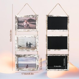 XTDMJ Collage Picture Frame for 3 Photos, 15 x 10 cm, Foldable Pictures, Wooden Picture Frame with Acrylic Plate, Multi Frame for Wedding, Family, Baby, Light Brown, 6 x 4 Inches