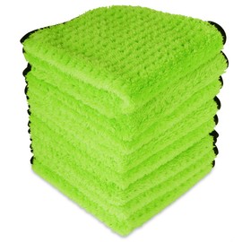 Liquid X Plush Waffle Weave Green Xtreme Microfiber Detailing Towel 16" x 16" Guaranteed Satisfaction (8 Pack)