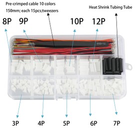 Cermant JST SH1.0mm Connector and Pre-Crimped Silicone Cables Kit, 140 Connectors, 10 Colors, 150 Wires 28AWG 150mm,Tweezers