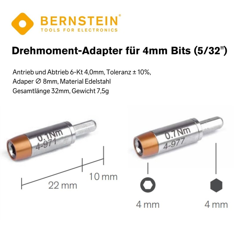 BERNSTEIN TORQUEline Torque Adapter 0.7 Nm for C4 Bits (4