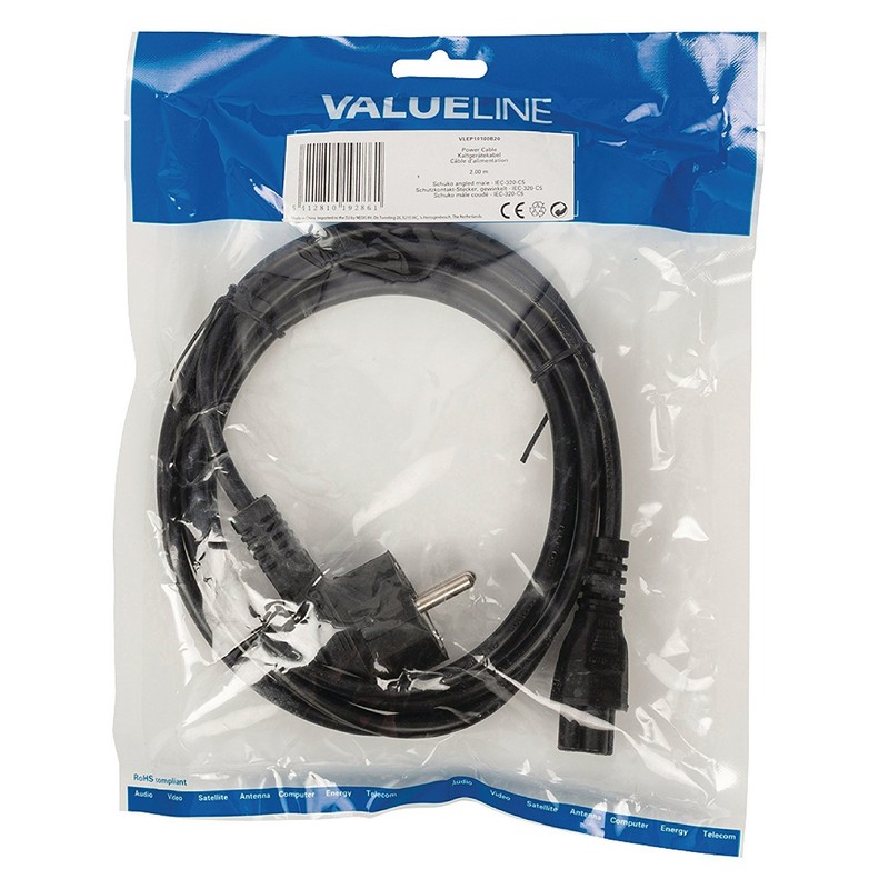 Cordon electrique secteur tripolaire noir 1.80m