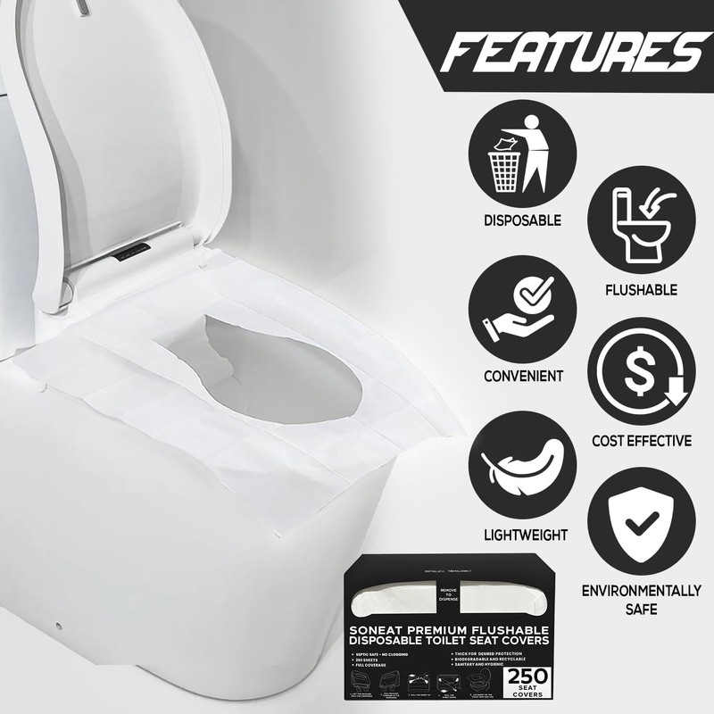 SoNeat Disposable Toilet Seat Cover- 2000 Sheets of XL Half-Fold