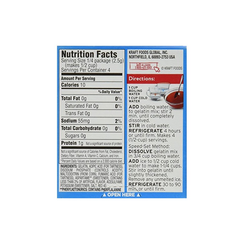 Jell-O Sugar-Free Strawberry Gelatin, 0.30 Oz, 4 pk