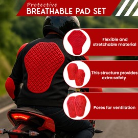 MOTOSTYLEWEAR 5 PC - CE Level 2 Certified Armor Pads, Level 2 Approved Back, Shoulder, and Elbows Armor Protector Inserts for Motorcycle Jackets