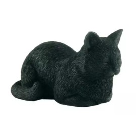 3" Black Cat Sleeping Hand Painted Mini Figurine Statue Sculpture