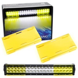 iJDMTOY 2pc 6-Inch 2500K Selective Yellow Colored Dual-Row LED Light Bar Lens Covers (Easy Snap On/Off, Compatible w/Most 14 20 25 30 40 50 52 Inches Double-Row LED Light Bars, Not Amber)