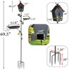 Metal Bird Bath Feeder and Bird House on Pole, 69.5"