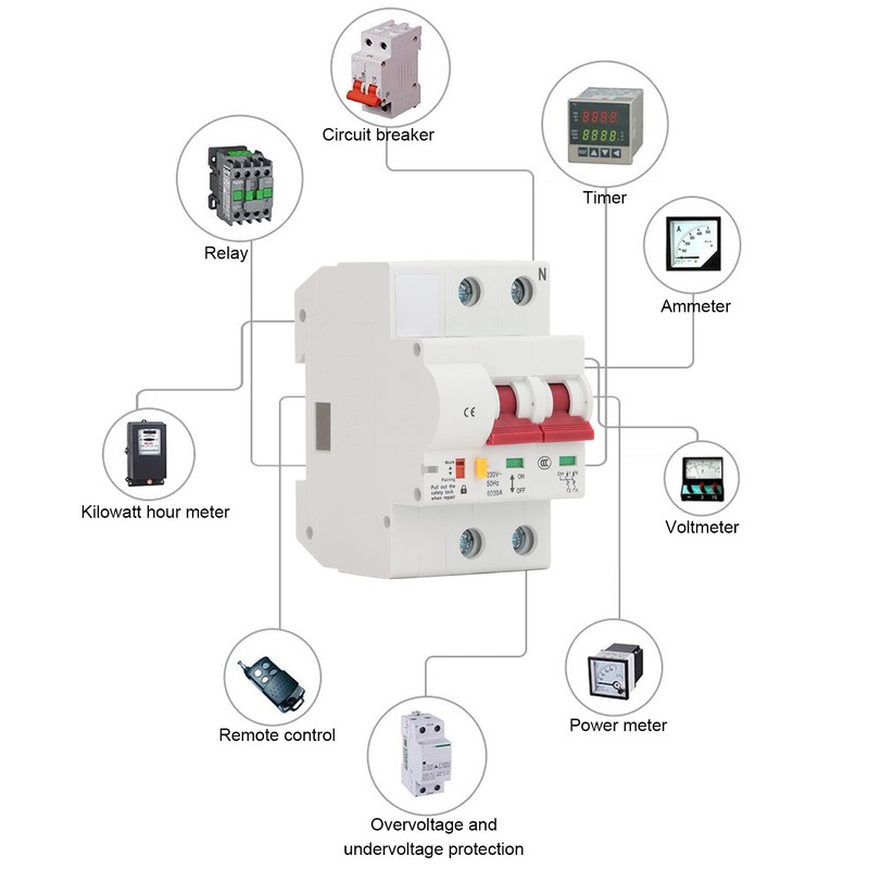 Smart Circuit Breaker Active Passive Signal Control 2P Miniature Breaker