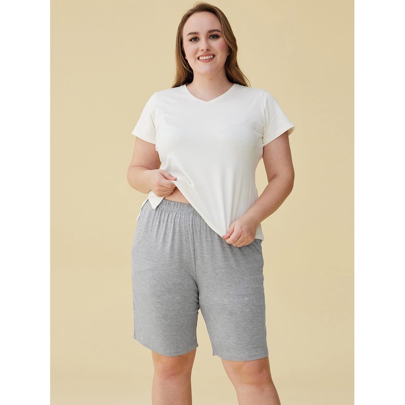 Latuza Women's Soft Sleep Pajama Shorts M Light Gray