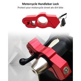 Greluma 1 x Robust Motorcycle Lock, Anti-Theft, Adjustable Bicycle Handlebar Lock for Mopeds, Motorcycles, Scooters, ATVs, Dirt Bikes (Red Colour)