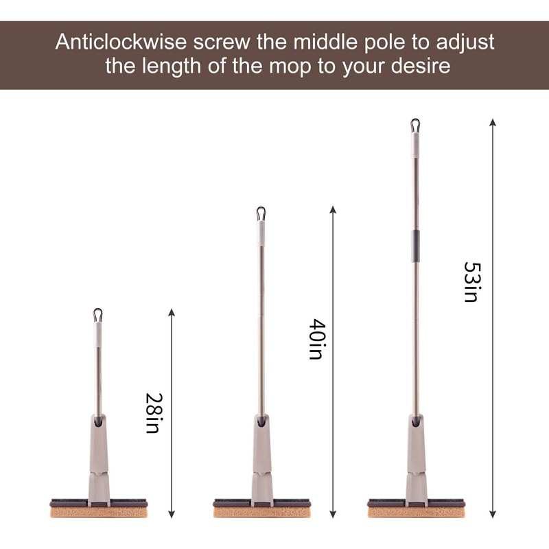 Eyliden Sponge Mop with 1 Extra Reusable Absorbent Sponge Refills,