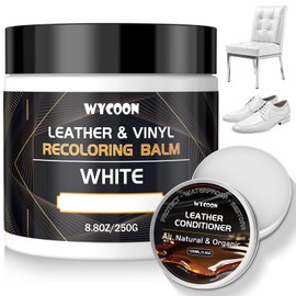 WYCOON Leather Recoloring Balm with 100ml Mink Oil Conditioner | White Repair Kit, Dye & Color Restorer for Furniture, Sofa, Car Seats, Bags | Restore Faded & Scratched Surfaces