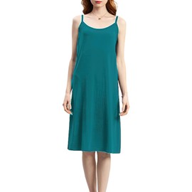 Jamron Womens Plus Size Full Slip Petticoat for Under Dress Cami Slip Dress Soft Strappy Chemise Nightdress Dark Green M