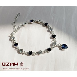 Ozmw Heart Bracelet for Women, Adjustable Shiny Crystal Bracelet, for Mums, Birthday Gifts for Women, Metal