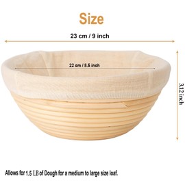 Banneton Bread Proofing Basket Set of 4PCS 9 Inch Round Sourdough Dough Proofing Bowls for Sour Dough Bread Baking Supplies, Proofing Basket or Home Sourdough Bakers Baking