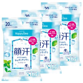 MANDOM Happy Deo Face Sheet, Refresh Mint Set, 20 Sheets (3 x 3)