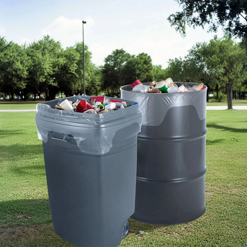 Husky 55-Gallon Clear Flap Tie Drum Liner Trash Bags 80