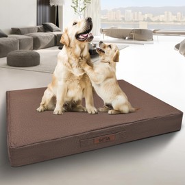 Sytopia 42-Inch Chew-Resistant Dog Bed – XL, Extra Large Waterproof & Orthopedic Pet Bed for Outdoor Use. Supports Up to 100 lbs, Machine-Washable, Great for Crates – Caramel Brown