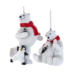 Coca-Cola® Bear With Penguin and Bear With Cub Ornaments, 2 Assorted