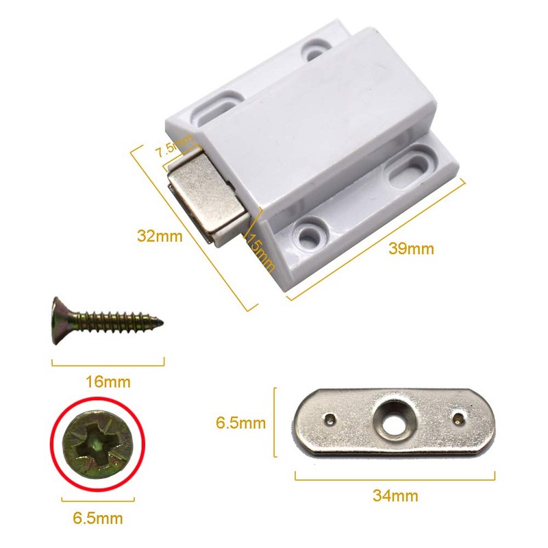 10 PCS White Plastic Magnetic Pressure Touch Release Catch Soft