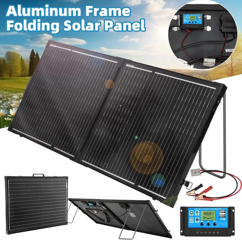 DUOERLAN 300W 12V Mono Foldable Solar Panel Suitcase w/30A Controller