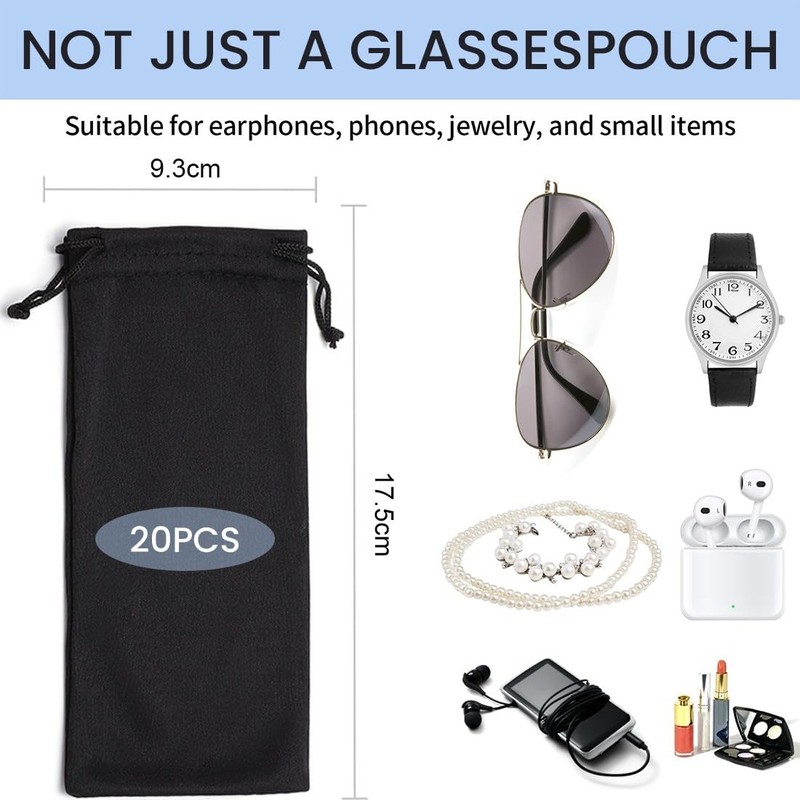 COYUN Pack of 20 Soft Microfibre Glasses Case, Glasses Case,