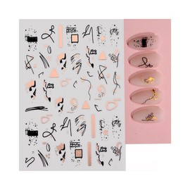 Rose Gold Flower Women Face Leopard Print Nail Sticker Geometric Lines Leaf Sj001 Rose Gold Nail Wraps Art Stickers Manicure Supplies for Women for Home Nails Full Long Lasting Easy Apply and Remove