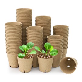 Bluepro 120 Packs 3.15 Inch Peat Pots, Biodegradable Pots for Seedlings with Drainage Holes, Herb Seed Starter