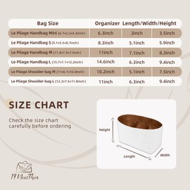 19Neat Thin Lightweight Purse Insert Compatible with Long-champ Le Pliage Medium Shoulder Bag (Long Handle), Waterproof Dupontpaper Surface and Silky Satin Lining (Fits Medium Shoulder Bag, Gold)