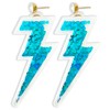 Lightning Bolt Earrings w/Glitter Sparkle Sequins Inside (Light Blue)