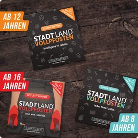 DENKRIESEN - STADT LAND VOLLPFOSTEN® - The Trio of Card Games - Junior - Classic - Red Light | Innovative Game Collection | Family Games | Party Games