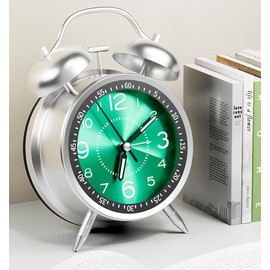 YYDS 大音量 爆音 アナログ うるさい 絶対起きれる目覚まし時計 おしゃれ 爆音めざまし時計 アラーム 目覚ましどけい 起きれる 静音 ベル音 起きられない人用 目さまし時計 絶対に起きる目覚まし 金属光沢 北欧 アラームクロック 夜でも見える 着信音 機械式 デスクに置く 電池別売 子供 学生 4インチ グリーン