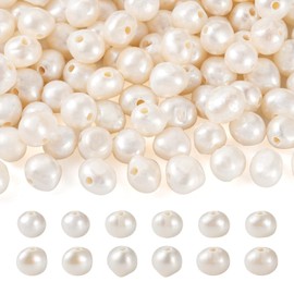 FASHEWELRY 100pcs Natural Freshwater Pearl Baroque Pearl Keshi Beads Spacer Beads for DIY Necklace Bracelet Earrings Jewelry Making 7~8mm
