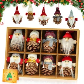 Gnome Small Christmas Tree Decoration, Pack of 8 Pine Cones Christmas Pendants, Vintage, Christmas Gnome Christmas Tree Decoration Decoration, Christmas Decoration