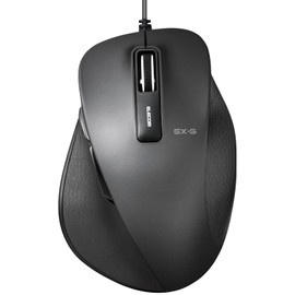 Elecom M-XGL10UBSBK Wired Mouse, Large Size, 5 Buttons (Back/Forward Buttons), Quiet, BlueLED, Extreme Grip Type, Black