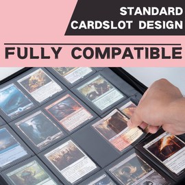 KUOOKING 1000+ Pockets Trading Card Binder, 16-Pocket Card Ablum Compatible with MTG,Sports Cards & Other Standard Size Trading Card (PINK)