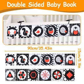 IKOPFLN 1 Stück 12-seitiges, Doppelseitiges,Kognitionsbuch aus Stoff, Baby Spielzeug mit Knisterbuch, Baby 0-9 Monate, Kontrastbuch Farben Lernen Sensorische Spielzeug für Babys Jungen Mädchen