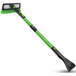 SEAAES 51 Inch Ice Scraper and Snow Brush with Squeegee, Extendable Snow Ice Removal with Foam Grip for Windshield SUV Truck Vehicle Window