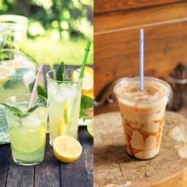 ZHOMA 12-Pack Glitter Reusable Plastic Straws, 11" Long Hard Tumbler Drinking Straws with Cleaning Brush, Dishwasher Safe (Clear)