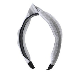 Motique Accessories Striped Elastic Turban Knot Headband with Teeth - Grey
