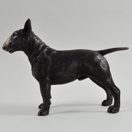 Fiesta Studios Bull Terrier Dog Small Cold Cast Bronze Statue Sculpture Pets Gift Idea H11.5cm