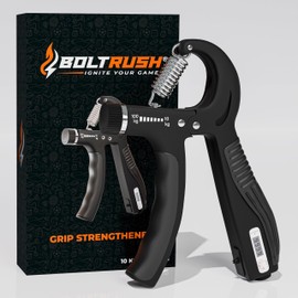 BOLT RUSH Adjustable Grip Strengthener, Grip Trainer (10-100 kg), Forearm Strengthener for Muscle Building, Grip Trainer & Finger Strengthener for Athletes, Rock Climbing, Gym Equipment (Black)