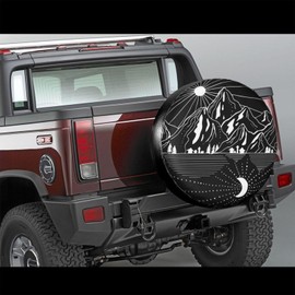 Spare Tire Cover Campsite Mountains with Sun Moon Wheel Tire Covers Waterproof Dust-Proof Wheel Tire Protector Weatherproof Tyre Covers Universal for RV SUV Truck Trailer Off-Road Car Camping 15 Inch