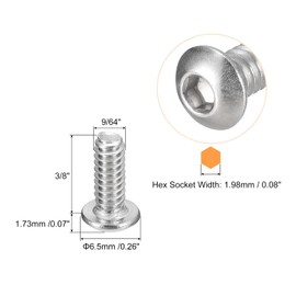 TOP-VIGOR 50Pcs #6-32 x 3/8 Inch Hex Button Head Socket Cap Screws, Allen Socket Drive, 304 Stainless Steel Flanged Button Bolts Nuts Fastener for Machine