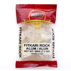 HEMANI White Alum Crystal Rock / Potassium / Phitkari I 100% Natural Fitkari - Natural Piedra de Alumbre Alum Stone - 200g (7.05 oz) - Used for Cooking, Pickling, Removes the silt & mud in water - Helps with razor burn - Natural Skin Protectant