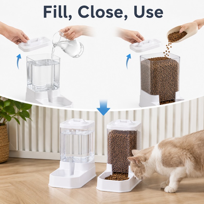 4L Gravity Pet Feeder & Waterer Set for Cats &
