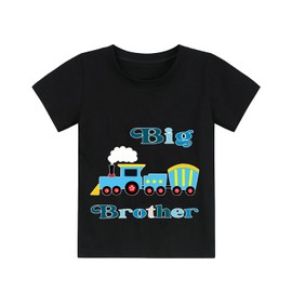 Big Brother Freight Train Tee Tops for Toddler Boys Tshirt Casual Promoted to Big Bro Announcement Outfits Shirt Black 5T